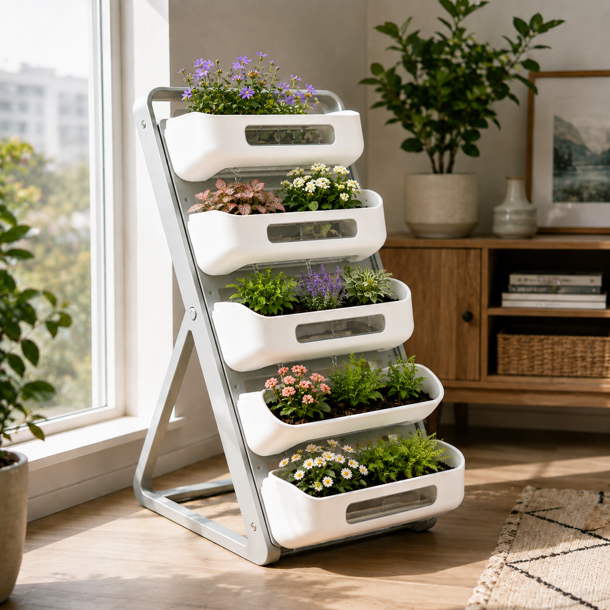 5‑Tier Ladder‑Style Floor Self‑Watering Planter Stand