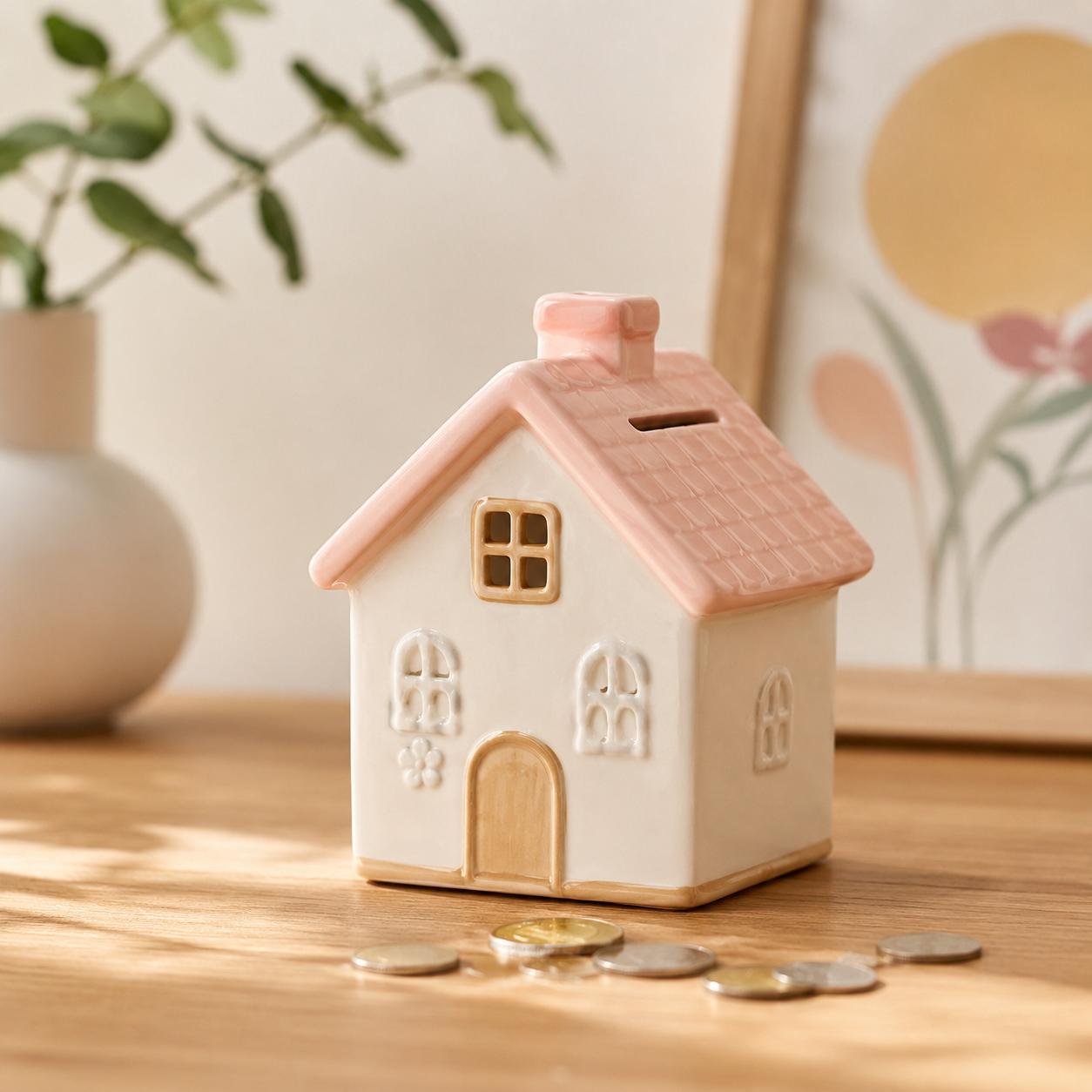 Ceramic House Piggy Bank