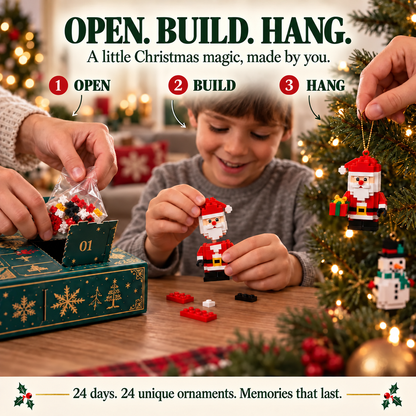 24-Day🏖️Mini Christmas Brick Ornament Advent Calendar – 24 Unique Buildable Holiday Models