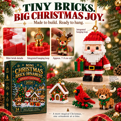 24-Day🏖️Mini Christmas Brick Ornament Advent Calendar – 24 Unique Buildable Holiday Models