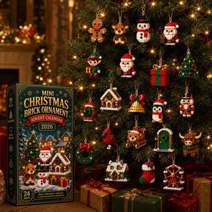 24-Day🏖️Mini Christmas Brick Ornament Advent Calendar – 24 Unique Buildable Holiday Models
