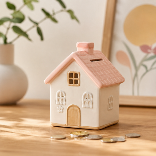 Ceramic House Piggy Bank