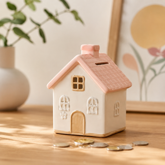 Ceramic House Piggy Bank