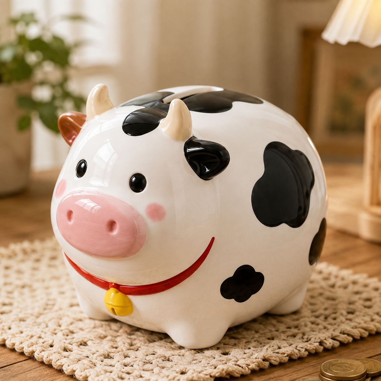 Cute Cow Ceramic Piggy Bank